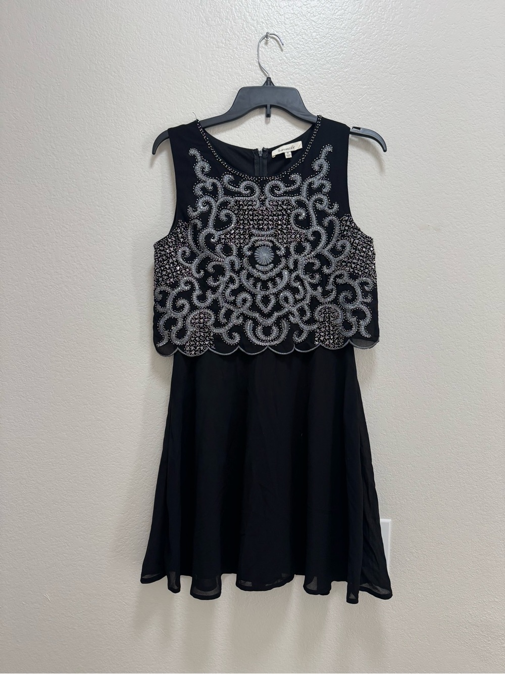Francesca's Collections Black Beaded Embellished Party Dress
